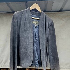 VINTAGE 1980s women's Gray Suede Open-Front Jacket MINIMALIST